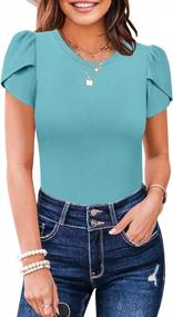 img 4 attached to MIHOLL Women'S Short Sleeve Shirt: Summer Casual Blouses Tops With Round Neck