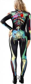 img 2 attached to Women Halloween Skull Print Jumpsuit Outfit Long Sleeve Costume