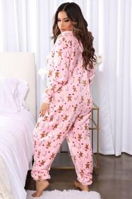 img 1 attached to Women'S Christmas Hooded Jumpsuit: Long Sleeve Zip Up Cartoon Print One Piece Romper Pajamas Loungewear