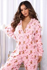 img 2 attached to Women'S Christmas Hooded Jumpsuit: Long Sleeve Zip Up Cartoon Print One Piece Romper Pajamas Loungewear