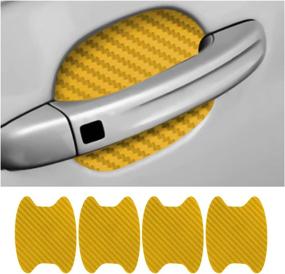 img 4 attached to 🚘 Universal Carbon Fiber Car Door Handle Protector Sticker - Gold