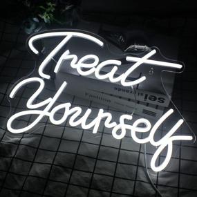 img 2 attached to Neon Signs White LED Sign: Treat Yourself To Bedroom Wall Decor For Birthday Gift, Party Home Decor & Wedding Bar!