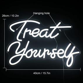 img 3 attached to Neon Signs White LED Sign: Treat Yourself To Bedroom Wall Decor For Birthday Gift, Party Home Decor & Wedding Bar!