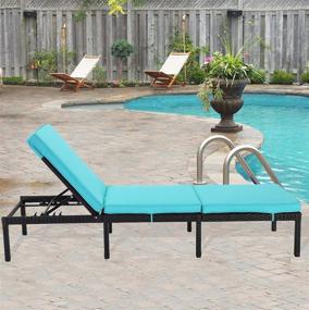 img 1 attached to HTTH Rattan Chaise Lounge Outdoor Patio Chairs Sun Chaise Lounge Furniture For Backyard, Pool Balcony Furniture (Turqouise)