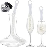 3-piece wine cleaning brush set with flexible bottle scourer and stainless steel decanter cleaning balls - multi-function household cleaning tools for goblets, champagne flutes, cups, and glasses (white) logo