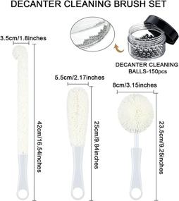 img 2 attached to 3-Piece Wine Cleaning Brush Set with Flexible Bottle Scourer and Stainless Steel Decanter Cleaning Balls - Multi-Function Household Cleaning Tools for Goblets, Champagne Flutes, Cups, and Glasses (White)