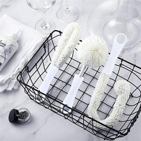 img 3 attached to 3-Piece Wine Cleaning Brush Set with Flexible Bottle Scourer and Stainless Steel Decanter Cleaning Balls - Multi-Function Household Cleaning Tools for Goblets, Champagne Flutes, Cups, and Glasses (White)