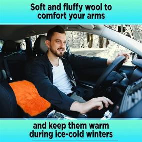 img 1 attached to 🐑 Andalus Car Armrest Cover - Soft, Fluffy Sheepskin Console Protector - Universal Fit - Orange 11.47"x6.3" with Seat Box Accessories