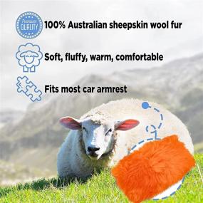 img 2 attached to 🐑 Andalus Car Armrest Cover - Soft, Fluffy Sheepskin Console Protector - Universal Fit - Orange 11.47"x6.3" with Seat Box Accessories