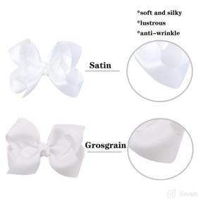 img 2 attached to 🎀 White 3-Inch Satin Bow Set for Little Girls - Pack of 2