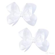 🎀 white 3-inch satin bow set for little girls - pack of 2 logo