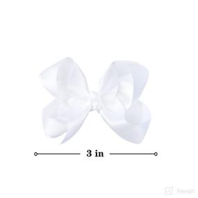 img 1 attached to 🎀 White 3-Inch Satin Bow Set for Little Girls - Pack of 2