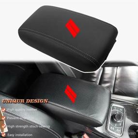 img 2 attached to 🛡️ Enhance and Protect: BOYOUS Center Console Armrest Box Cover for Dodge Durango 2011-2021 - Anti-Scratch Leather, Black Stitches