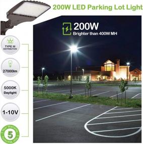 img 3 attached to Hykolity 200W LED Parking Lot Light With Photocell, 27000LM (135LM/W) 5000K Shoebox Area Lighting - Waterproof, Arm Mount [750W HPS Equivalent] Dusk To Dawn Commercial Outdoor Lighting