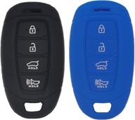 🔑 weibiss 2-pack 4 button smart rubber key fob remote cover case for hyundai kona azera grandeur ig - black blue логотип