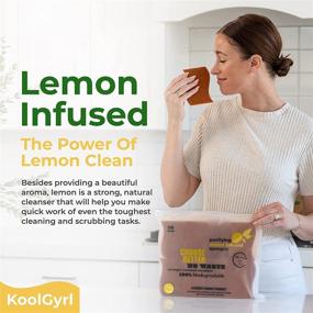 img 2 attached to 🍋 Koolgyrl Natural Kitchen Sponges Scrubber Lemon Infused - Non-Scratch, Extra Fine Coconut-Soft Absorbent Cellulose - 16 Pack Biodegradable Eco-Friendly Compostable Dishwashing