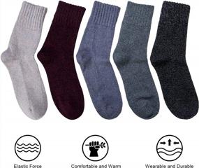 img 2 attached to 5 Pairs Of Vintage Knit Wool Socks For Women - Warm And Cozy Winter Socks, Ideal As Casual Crew Socks And Perfect Gifts
