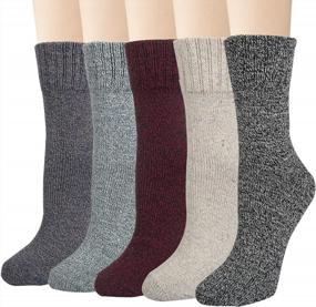 img 4 attached to 5 Pairs Of Vintage Knit Wool Socks For Women - Warm And Cozy Winter Socks, Ideal As Casual Crew Socks And Perfect Gifts