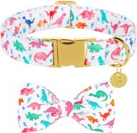 🐶 up urara pup dog collar with bow tie | adjustable, comfortable cotton bowtie collar | metal buckle | suitable for small medium large dogs | flower pattern | cute pet collar for female dogs logo