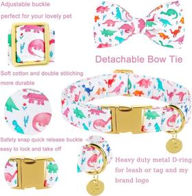 img 2 attached to 🐶 UP URARA PUP Dog Collar with Bow Tie | Adjustable, Comfortable Cotton Bowtie Collar | Metal Buckle | Suitable for Small Medium Large Dogs | Flower Pattern | Cute Pet Collar for Female Dogs