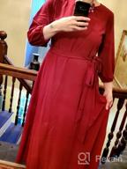 img 1 attached to Women'S Elegant Audrey Hepburn Style Maxi Dress With Round Neck, 3/4 Puff Sleeves, Belt And Pockets By AOOKSMERY review by Prince Burr