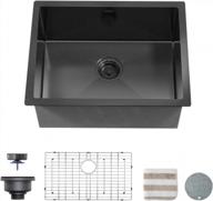 torva 25x18 inch gloss black ceramic coating nanotek undermount kitchen sink with pvd coated gunmetal and stainless steel - perfect for wet bars and prep areas logo