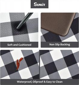 img 1 attached to Farmhouse Kitchen Rug Runner - Set Of 2 Sunlit Anti Fatigue Mats, Waterproof & Non-Slip With Cushioned 0.4" Thick Comfort, White & Black Buffalo Check Design (17"X28"&17"X47")