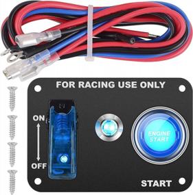 img 4 attached to DC 12V Ignition Switch Panel Car Engine Start Push Button With Jtron LED Toggle, Blue And Red For Racing Cars