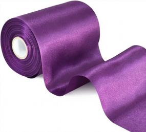 img 4 attached to TONIFUL 4 Inch X 22 Yards Wide Purple Satin Ribbon Solid Fabric Large Ribbon For Cutting Ceremony Kit Grand Opening Chair Sash Table Hair Car Bows Sewing Craft Gift Wrapping Wedding Party Decoration