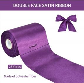 img 3 attached to TONIFUL 4 Inch X 22 Yards Wide Purple Satin Ribbon Solid Fabric Large Ribbon For Cutting Ceremony Kit Grand Opening Chair Sash Table Hair Car Bows Sewing Craft Gift Wrapping Wedding Party Decoration