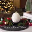 pearlized white pinecone flameless candle by luminara – 3.5" x 4.5" unscented battery-operated led candle with timer and remote compatibility logo
