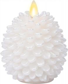 img 3 attached to Pearlized White Pinecone Flameless Candle By Luminara – 3.5" X 4.5" Unscented Battery-Operated LED Candle With Timer And Remote Compatibility