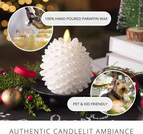 img 1 attached to Pearlized White Pinecone Flameless Candle By Luminara – 3.5" X 4.5" Unscented Battery-Operated LED Candle With Timer And Remote Compatibility