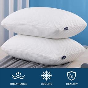 img 1 attached to Molblly Standard Pillows Shredded Memory Foam Cooling Bed Pillows Set Of 2 Pack Standard Size Pillows 20 X 26 In,Adjustable Loft Washable The Pillow For Side Back Stomach Sleeper Pillows For Sleeping