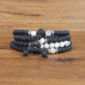 img 2 attached to 108 Mala Beads Prayer Necklace Bracelet - AMORWING Matte Onyx For Inner Strength And Balance