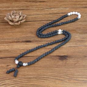 img 1 attached to Браслет-ожерелье-молитва 108 Mala Beads - AMORWING Matte Onyx для внутренней силы и баланса