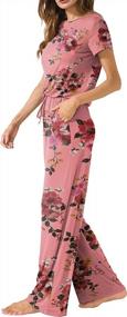 img 2 attached to Women'S Floral Summer Jumpsuits: LAINAB Loose Short Sleeve Style