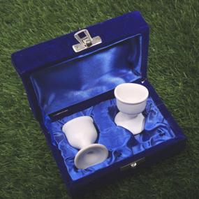 img 3 attached to Чашка для промывания глаз белого цвета, набор из 2 предметов, изготовленная из фарфоровой керамики для поддержания чистоты и здоровья глаз + бархатная подарочная коробка