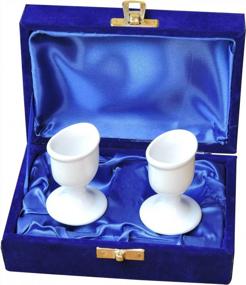 img 2 attached to Чашка для промывания глаз белого цвета, набор из 2 предметов, изготовленная из фарфоровой керамики для поддержания чистоты и здоровья глаз + бархатная подарочная коробка