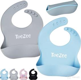 img 4 attached to Silicone Baby Bibs - Food Grade, BPA Free Material, Easy-to-Clean, Adjustable Size - 2 Pack