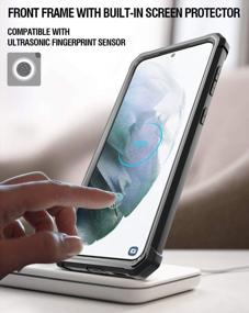 img 2 attached to Защитный чехол Poetic Guardian для Samsung Galaxy S21+ Plus 5G: полноразмерный гибридный бампер со встроенной защитой экрана и совместимостью с отпечатками пальцев в элегантном черном дизайне