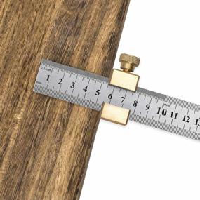 img 2 attached to 12 Inch Stainless Steel & Brass Parallel Ruler Woodworking Positioner Block - 300CM DIY Measuring Tool