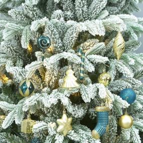 img 1 attached to 76Ct Небьющийся набор украшений для рождественской елки - бирюзовые и золотые украшения с многоразовыми подарочными коробками, различные размеры для рождественской елки