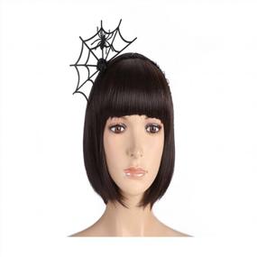 img 3 attached to Black Spider Web Lace Headband With Wired Design For Women'S Halloween Costume And Cosplay Hair Accessories By MineSign