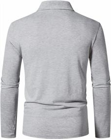 img 2 attached to Men'S Long Sleeve Slim-Fit Cotton Golf Polo Shirt - WATERWANG Basic Design