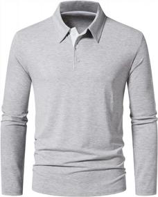 img 4 attached to Men'S Long Sleeve Slim-Fit Cotton Golf Polo Shirt - WATERWANG Basic Design