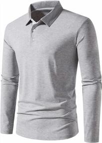 img 3 attached to Men'S Long Sleeve Slim-Fit Cotton Golf Polo Shirt - WATERWANG Basic Design