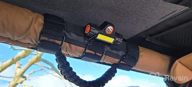img 1 attached to Red 2Pcs Jeep Gladiator JT 1945-2021 Upgrade Roll Bar Grab Handles With Dome Light, Paracord Grips Fit 2.0-4.0 Inch Rods CJ YJ TJ JK JL & Gladiator Accessories review by Joe Griffin