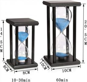 img 2 attached to 30 Minute Blue Sand Hourglass Timer With Wooden Black Stand For Office Kitchen Decor Home