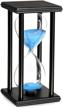 30 minute blue sand hourglass timer with wooden black stand for office kitchen decor home logo